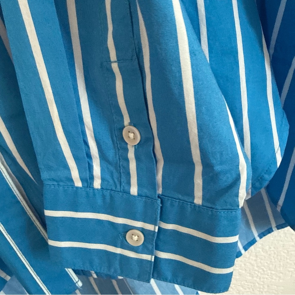 Aerie Good Day Button Down Shirt Size Large Blue White Striped Oversized Beach - Picture 3 of 6